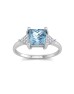 9ct White Gold Diamond And Blue Topaz Ring 0.06 Carats