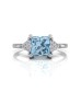 9ct White Gold Diamond And Blue Topaz Ring 0.06 Carats