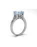 9ct White Gold Diamond And Blue Topaz Ring 0.07 Carats