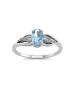 9ct White Gold Diamond And Oval Shape Blue Topaz Twist Ring 0.10 Carats