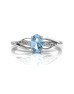 9ct White Gold Diamond And Oval Shape Blue Topaz Twist Ring 0.10 Carats