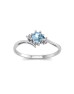 9ct White Gold Fancy Cluster Diamond And Blue Topaz Ring 0.01 Carats