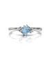 9ct White Gold Fancy Cluster Diamond And Blue Topaz Ring 0.01 Carats