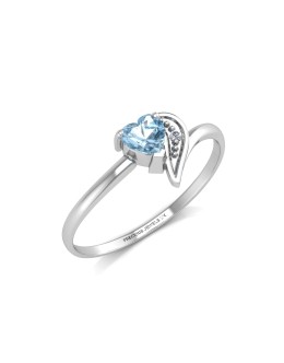 9ct White Gold Fancy Cluster Diamond And Blue Topaz Ring 0.01 Carats