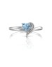 9ct White Gold Fancy Cluster Diamond And Blue Topaz Ring 0.01 Carats