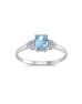 9ct White Gold Fancy Cluster Diamond Blue Topaz Ring 0.06 Carats