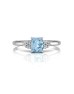 9ct White Gold Fancy Cluster Diamond Blue Topaz Ring 0.06 Carats
