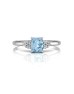 9ct White Gold Fancy Cluster Diamond Blue Topaz Ring 0.06 Carats