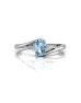 9ct White Gold Fancy Cluster Diamond Blue Topaz Ring 0.10 Carats