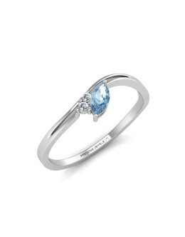 9ct White Gold Fancy Cluster Diamond And Blue Topaz Ring 0.30 Carats