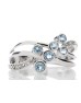 9ct White Gold Fancy Cluster Diamond And Blue Topaz Ring 0.06 Carats