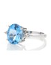 9ct White Gold Diamond And Blue Topaz Ring 0.01 Carats