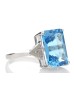 9ct White Gold Diamond And Blue Topaz Ring 0.01 Carats