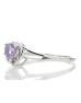 9ct White Gold Amethyst Pear Shaped Diamond Ring 0.03 Carats