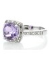 9ct White Gold Amethyst Diamond Ring 0.08 Carats