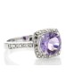 9ct White Gold Amethyst Diamond Ring 0.08 Carats