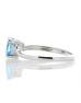 9ct White Gold Diamond and Heart Shaped Blue Topaz Ring 0.01 Carats