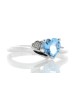 9ct White Gold Diamond and Heart Shaped Blue Topaz Ring 0.01 Carats