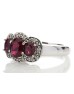 9ct White Gold Created Ruby Diamond Cluster Ring 0.08 Carats