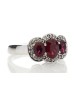 9ct White Gold Created Ruby Diamond Cluster Ring 0.08 Carats