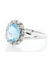 9ct White Gold Blue Topaz Diamond Cluster Ring 0.04 Carats