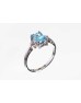 9ct White Gold Blue Topaz Diamond Ring 0.02 Carats