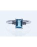 9ct White Gold Blue Topaz Diamond Ring 0.02 Carats