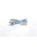 9ct White Gold Blue Topaz And Diamond Ring 0.06 Carats