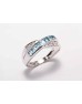 9ct White Gold Blue Topaz And Diamond Ring 0.06 Carats