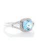 9ct White Gold Blue Topaz And Diamond Ring 0.22 Carats