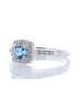 9ct White Gold Blue Topaz Diamond Ring 0.22 Carats