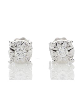 9ct White Gold Single Stone Claw Set Diamond Earring 0.10 Carats