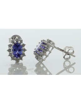 9ct White Gold Diamond And Tanzanite Earring (T0.86) 0.12