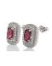 9ct White Gold Oval Diamond And Ruby Cluster Diamond Earring 0.35