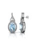 9ct White Gold Diamond And Blue Topaz Earring 0.05 Carats