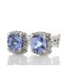 9ct White Gold Created Ceylon Sapphire Diamond Earring 0.08 Carats