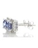 9ct White Gold Created Ceylon Sapphire Diamond Earring 0.08 Carats