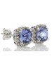 9ct White Gold Created Ceylon Sapphire Diamond Earring 0.08 Carats