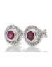 9ct White Gold Created Ruby Diamond Earring 0.16 Carats