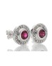 9ct White Gold Created Ruby Diamond Earring 0.16 Carats