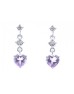 9ct White Gold Amethyst Heart Shape Diamond Earring 0.02 Carats