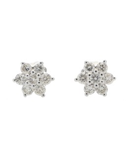 9ct White Gold  Diamond Flower Earring 0.45 Carats