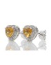 9ct White Gold Citrine Heart Diamond Earring 0.18 Carats