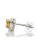 9ct White Gold Citrine Heart Diamond Earring 0.18 Carats