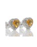 9ct White Gold Citrine Heart Diamond Earring 0.18 Carats