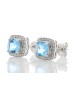 9ct White Gold Blue Topaz Diamond Earring 0.20 Carats