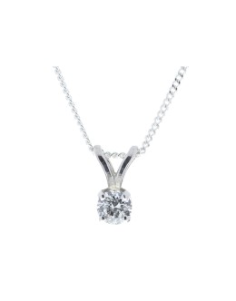 9ct White Gold Single Stone Claw Set Diamond Pendant 0.15 Carats