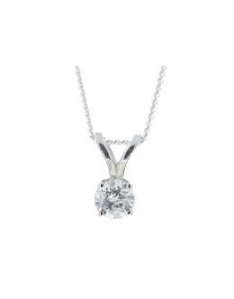 9ct White Gold Single Stone Claw Set Diamond Pendant 0.20 Carats