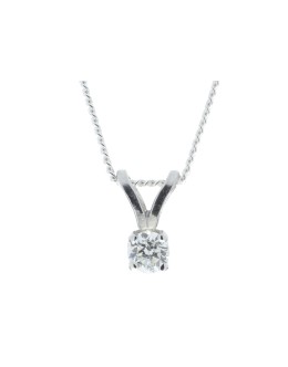 9ct White Gold Single Stone Claw Set Diamond Pendant 0.10 Carats