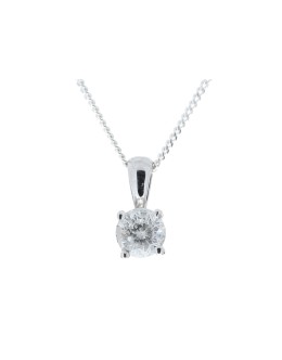 9ct White Gold Single Stone Four Claw Set Diamond Pendant 0.25 Carats